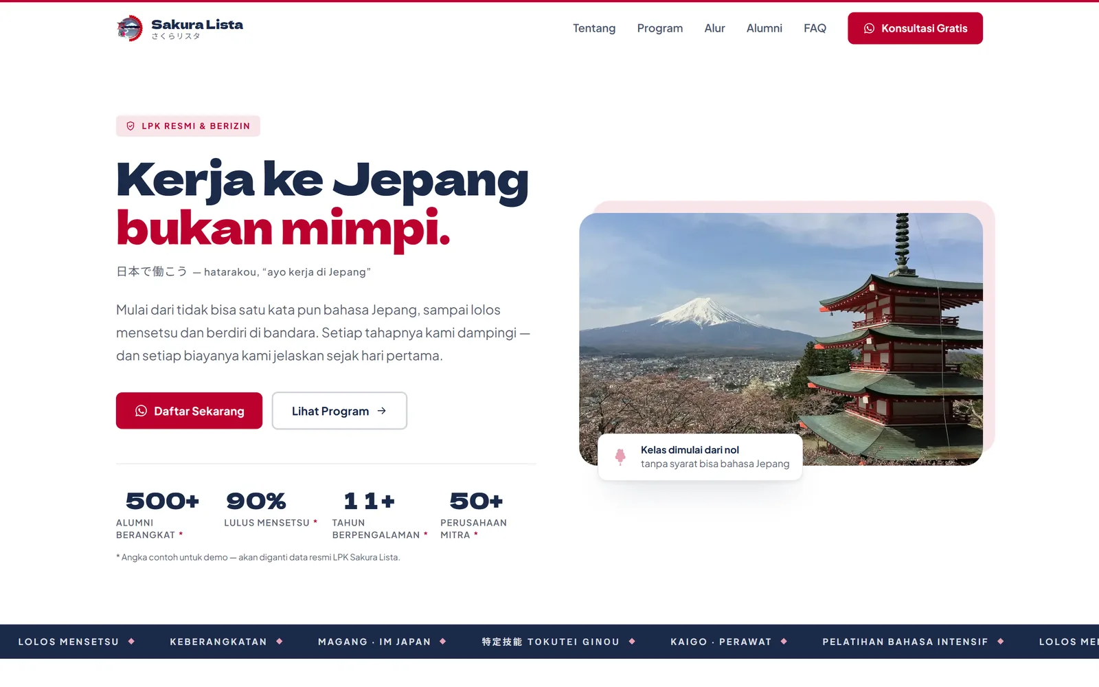 Sakura Lista v2 website screenshot